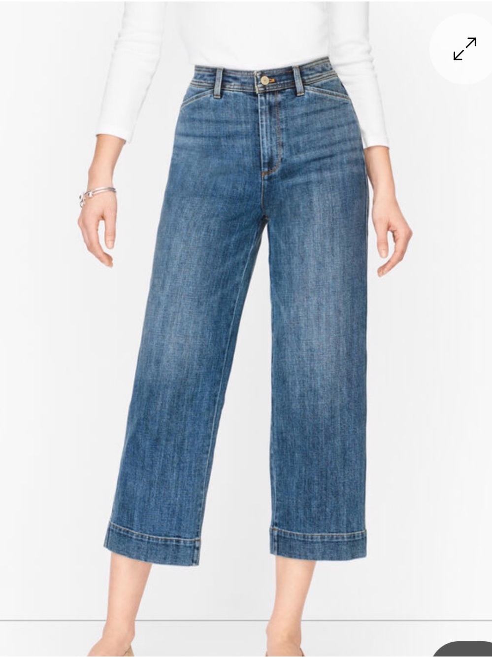 Talbots Wide-Leg Cropped Jeans in Medium Blue Denim